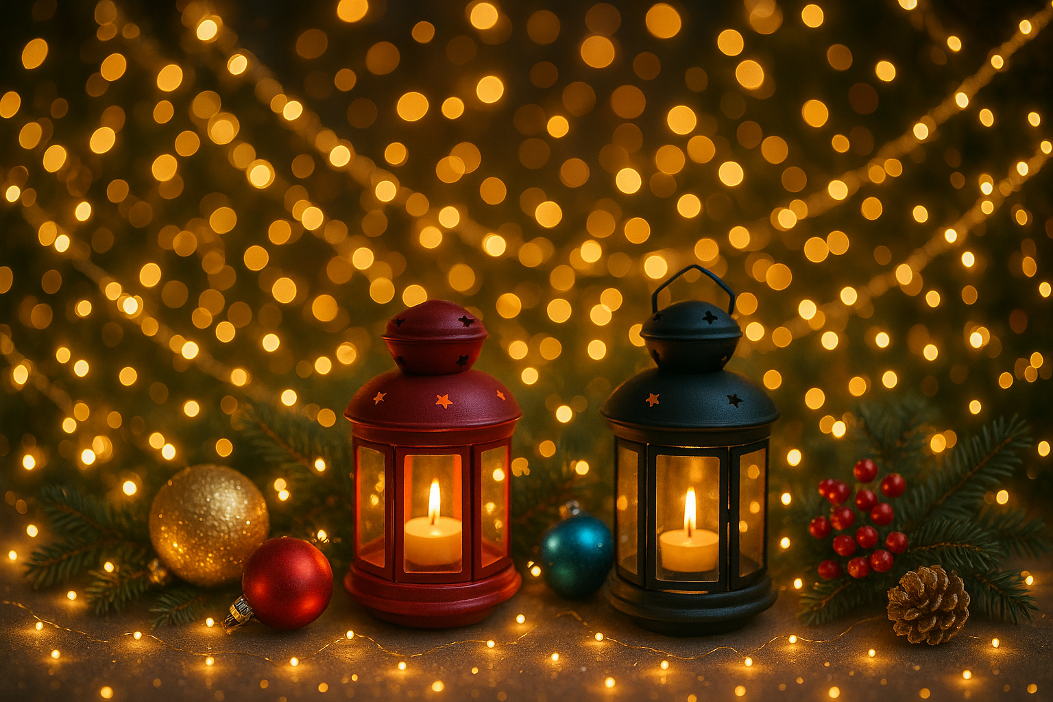 Haz una imagen de luces y decoraciones 